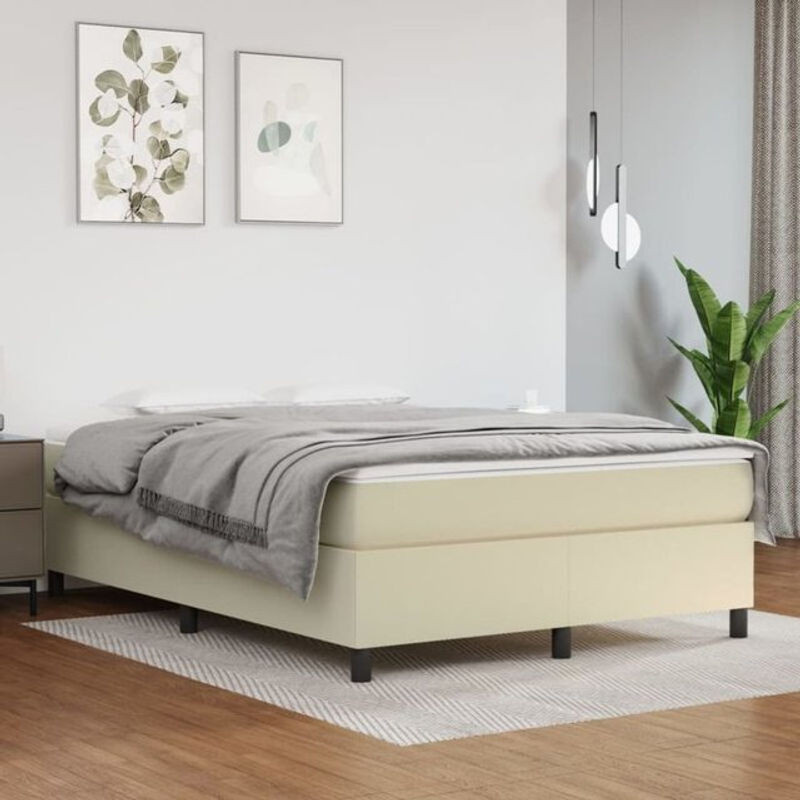 vidaxl Boxspringbett aus Kunstleder in Beige, B/T/H: 140 x 200 cm - Bild 1
