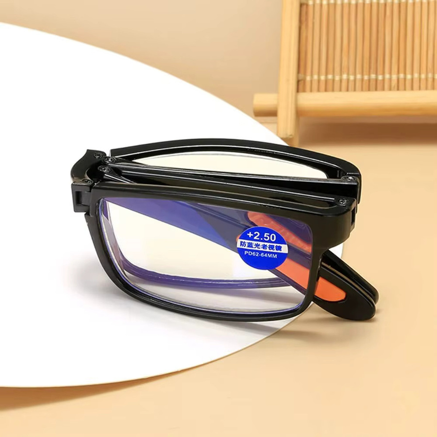 Klappbare Lesebrille, Unisex, Vollrand, rechteckig, schwarz, Kunststoff - Bild 3