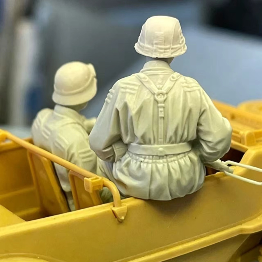 BAANFU Harzfiguren-Bausatz, Szenenauto, Soldat, 2 Personen, Maßstab 1:35 - Bild 2