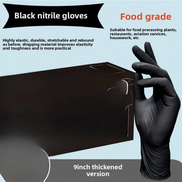 JR-Studio Einweg-Nitrilhandschuhe Schwarz, Latexfrei und Puderfrei, Wasserdicht, 20 Stück in Größe M - Bild 1