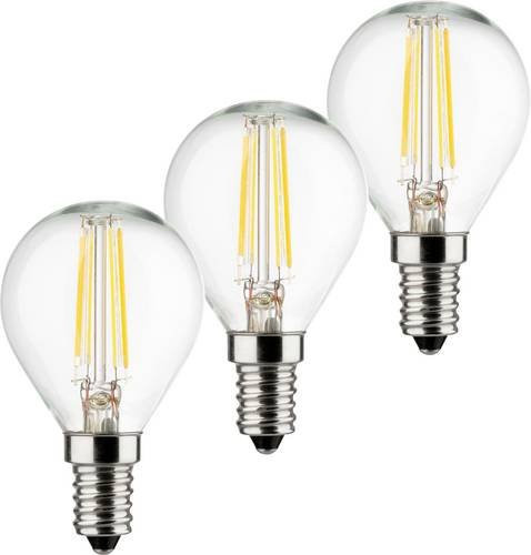 Müller-Licht LED Filament Leuchtmittel E14 Tropfenform, 3er Set, Warmweiß, Transparent - Bild 1
