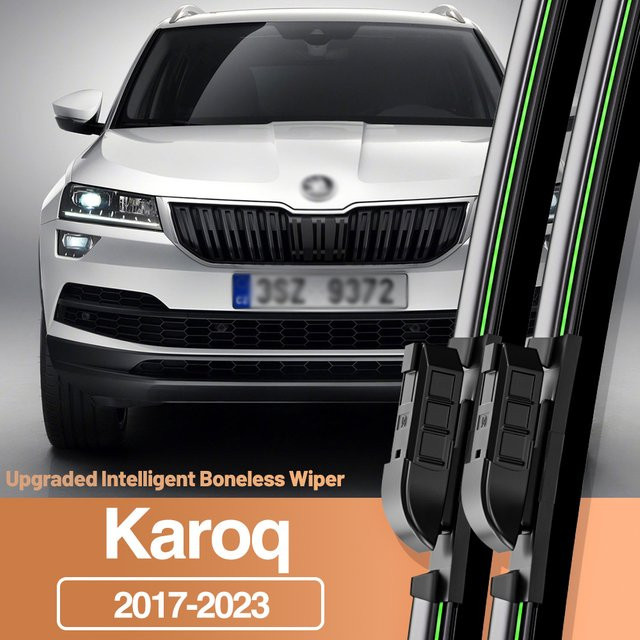 DUZIKMI Scheibenwischer Set für Skoda Karoq 2017-2023, 2 Stück, Schwarz und Grün - Bild 1