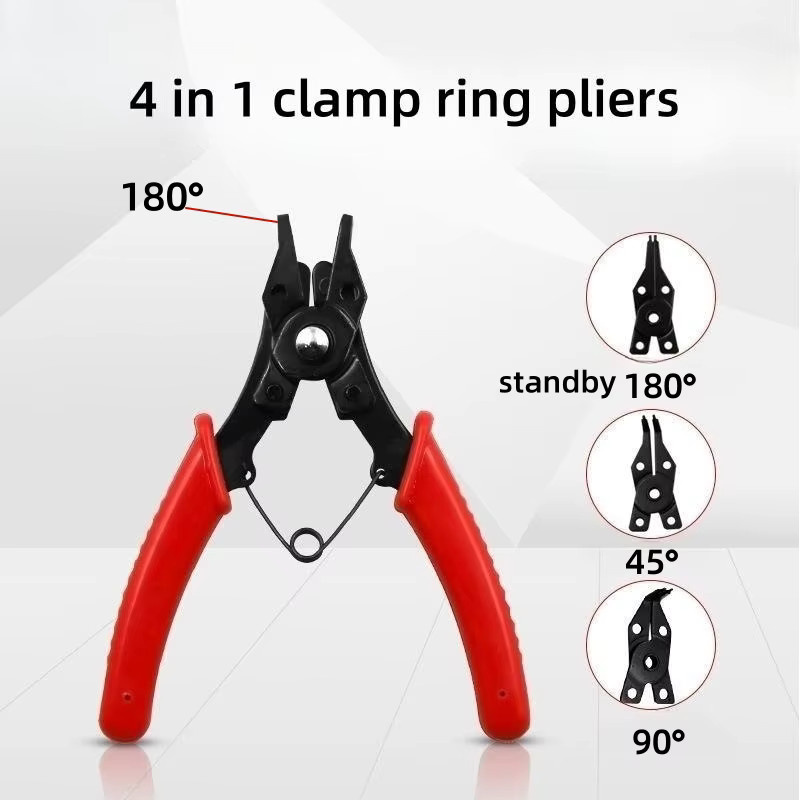 JUSTINLAU 4-in-1 Sicherungsringzangen-Set mit abnehmbarem Zangenkopf in Rot - Bild 1