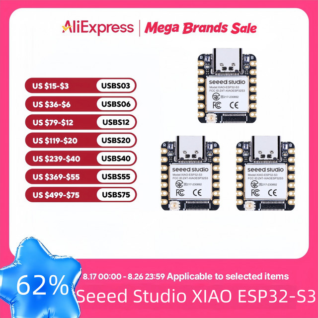 Seeed Studio XIAO ESP32S3 Entwicklungsboard mit Wi-Fi und Bluetooth in Schwarz - Bild 1