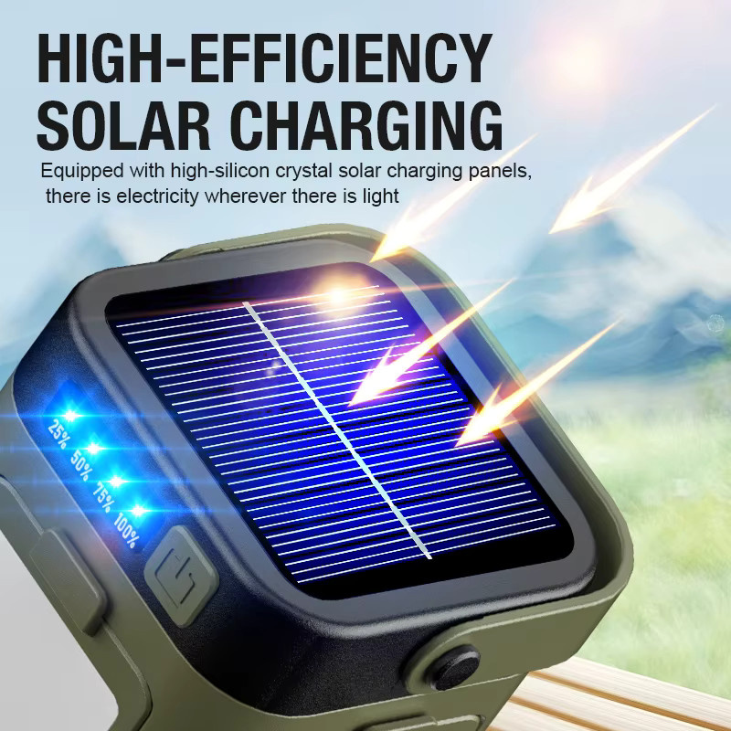 Multifunktionale Solar-Campinglampe mit Typ-C-Doppellademodus und erweiterbarem Lichtquellen-Design in Weiß - Bild 4