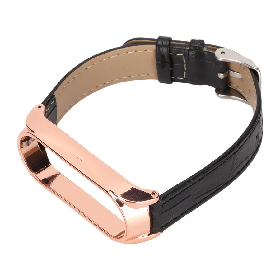 OutsideWorld Uhrenarmband Leder, Bambusmuster, Schwarz, für Xiaomi Mi Band 6 5 - Bild 2