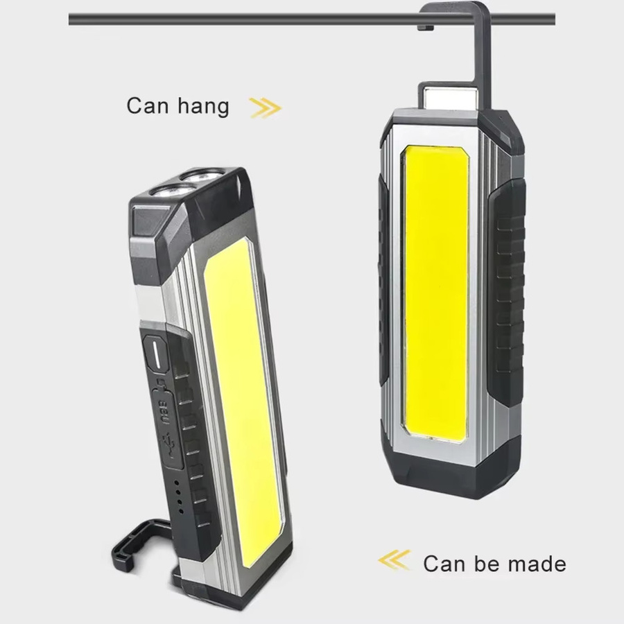 LONGRIVER Multifunktionale LED-Taschenlampe in Schwarz mit USB-wiederaufladbarem Akku, COB-Arbeitsleuchte mit Magnet für Outdoor und Arbeit - Bild 2