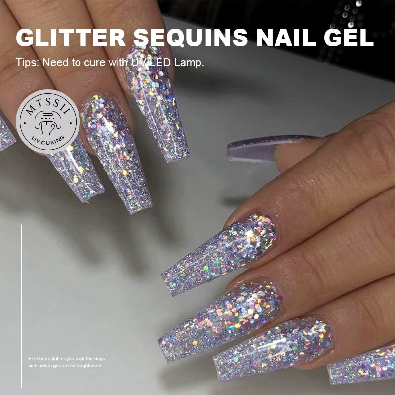 Mtssii Gel Nagellack Set, 6 Stück, Rosa Rot Silber Glitter, Schimmernd - Bild 2