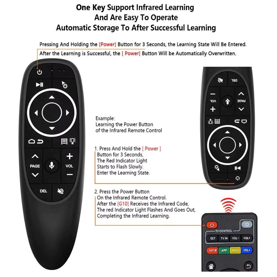 Kebidumei G10S Pro BT Wireless Air Mouse mit Bluetooth 5.0, 2,4 G und IR-Lernen in Schwarz für Android TV Box H96 X96 MAX - Bild 5