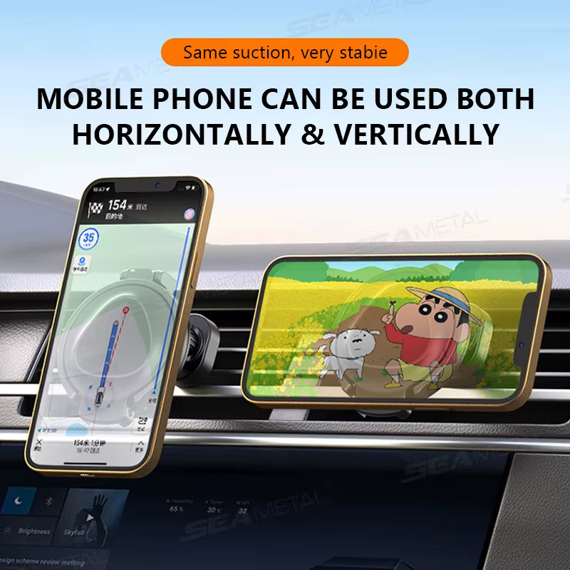 SEAMETAL 2-in-1 Auto-Getränkehalter und magnetische Telefonhalterung für Lüftungsschlitze, faltbar mit 360-Grad-Drehung, Schwarz oder Blau - Bild 3