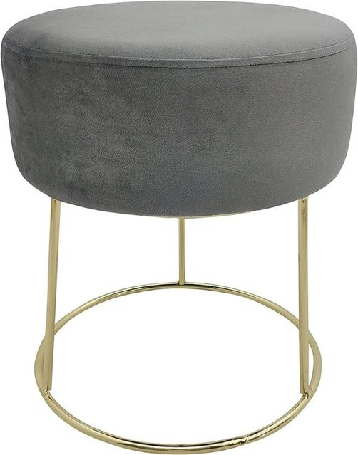 ECHTWERK Sitzhocker Marilyn mit Samtbezug in Grau, B/T/H: 41 x 41 x 41 cm - Bild 1
