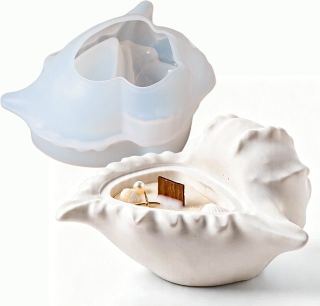 UDOCOOL 3D Muschel-Silikonform in Weiß für DIY Gips Kerzen und Aromatherapie Bastelzubehör - Bild 1