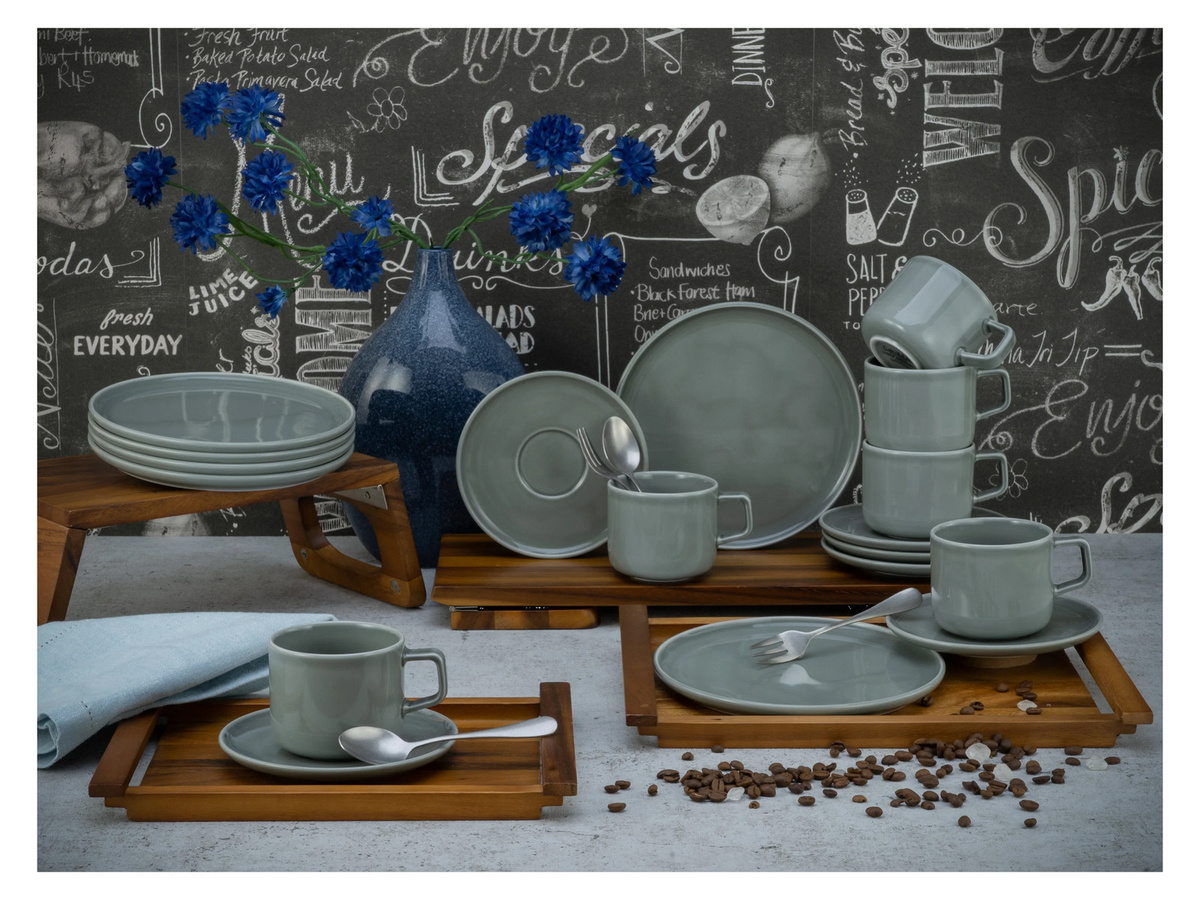 CreaTable Kaffeeservice Chef Collection aus Porzellan, 18-teilig, grau - Bild 2