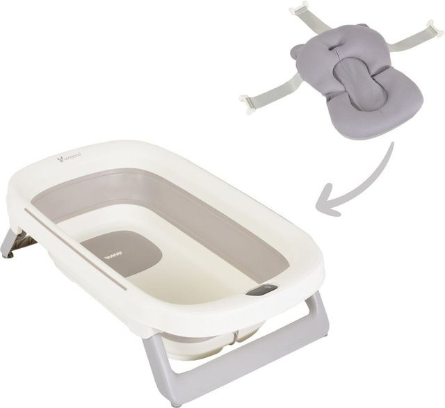 Cangaroo Babybadewanne Morea faltbar mit integriertem Thermometer und Badekissen in Grau - Bild 1