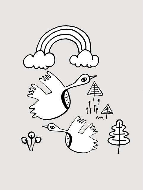 Komar Wandbild Scribble Birdy, Papierposter, Multicolour, Breite: 30 cm, Höhe: 30 cm - Bild 1