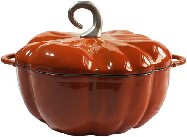 Kürbis-Dutch-Ofen aus emailliertem Gusseisen in Orange und Rot, 3,3 l - Bild 1