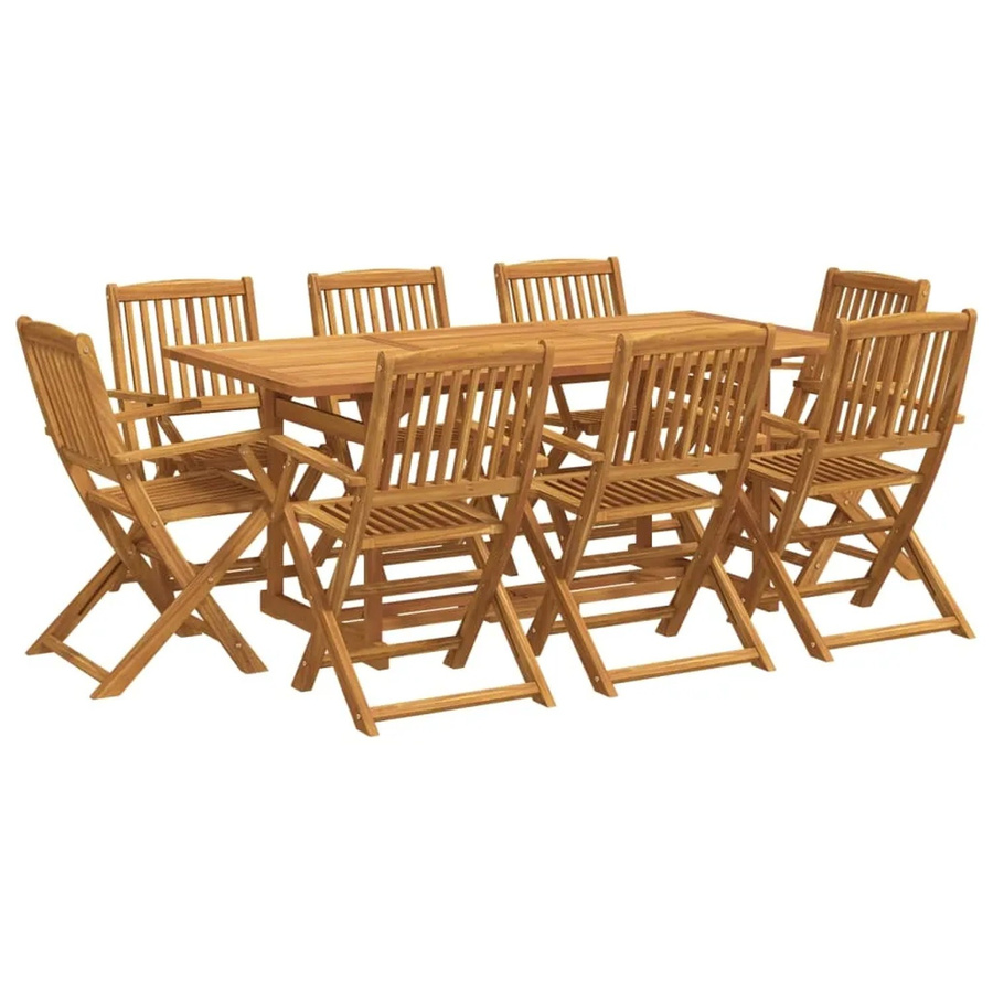 vidaXL 9-tlg. Garten-Essgruppe aus Akazien-Massivholz in Braun, B/T/H: 180 x 90 x 75 cm - Bild 2