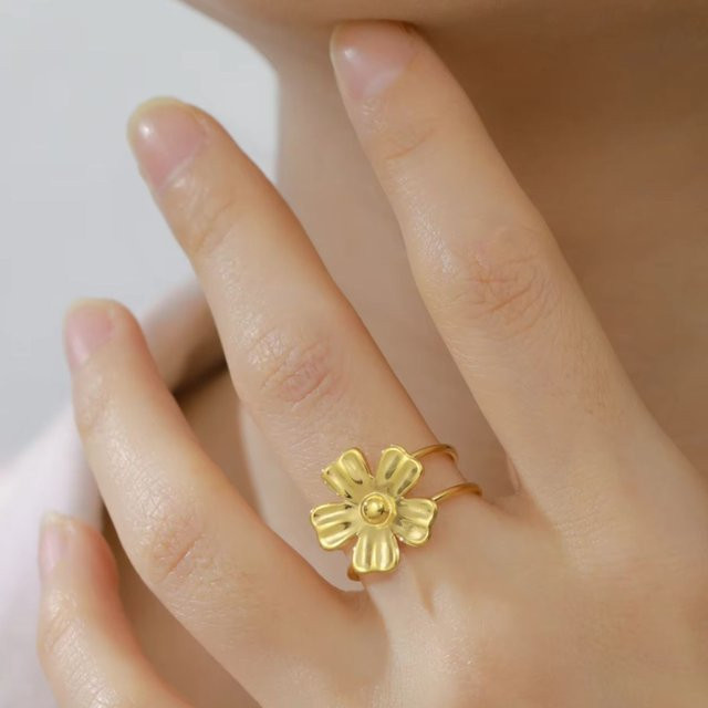 Cazador Ring, vergoldet, Edelstahl, Blumen, Damen - Bild 1