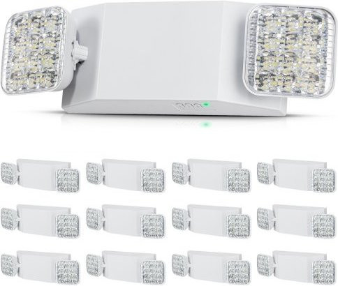 VEVOR 12er Pack Notbeleuchtung mit weißer LED, 3W, quadratische Notausgangsleuchten mit 180 Minuten Akkubetrieb, verstellbar für Decken- oder Wandmontage, Weiß - Bild 1