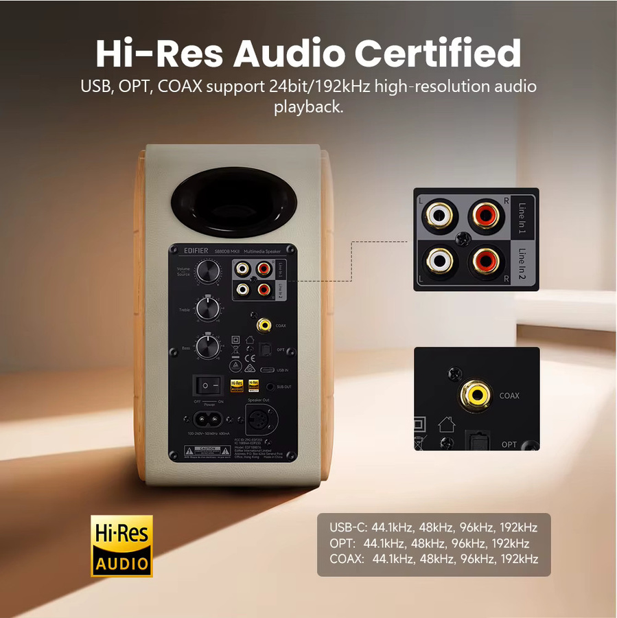 Edifier S880DB MKII 2.0 Aktive Hi-Fi-Lautsprecher in Weiß mit Hi-Res Audio, Bluetooth 5.3, LDAC und 44Wx2 RMS - Bild 3