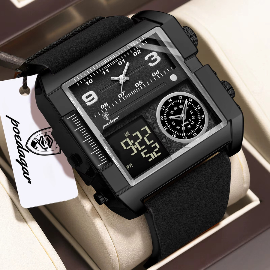 POEDAGAR Digitaluhr, Quarz, Kunststoff, Schwarz, Herren - Bild 2