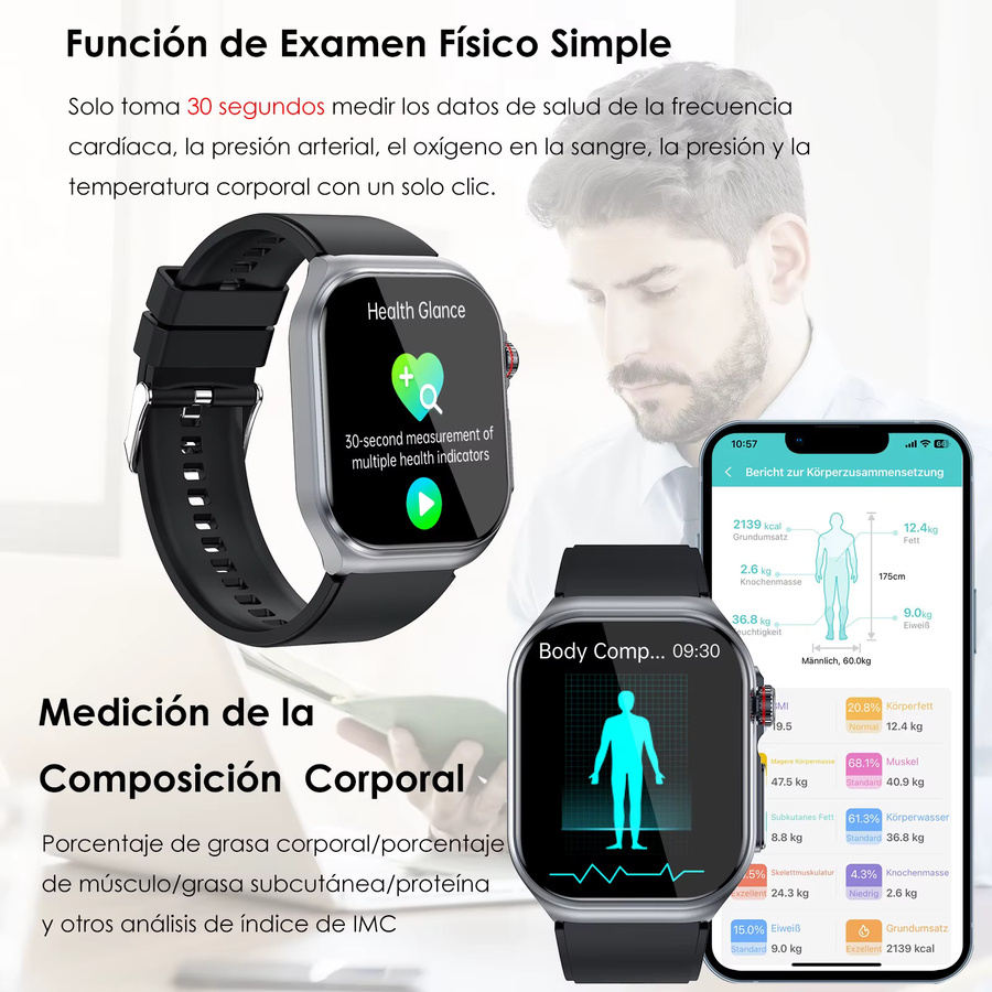 Marsyu Smartwatch, Schwarz, Silikon - Bild 6