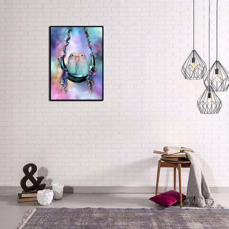 FIYO 5D DIY Diamond Painting Set Zwei Vögel für Liebhaber, Mehrfarbig, B/H: 30 x 20 cm - Bild 1