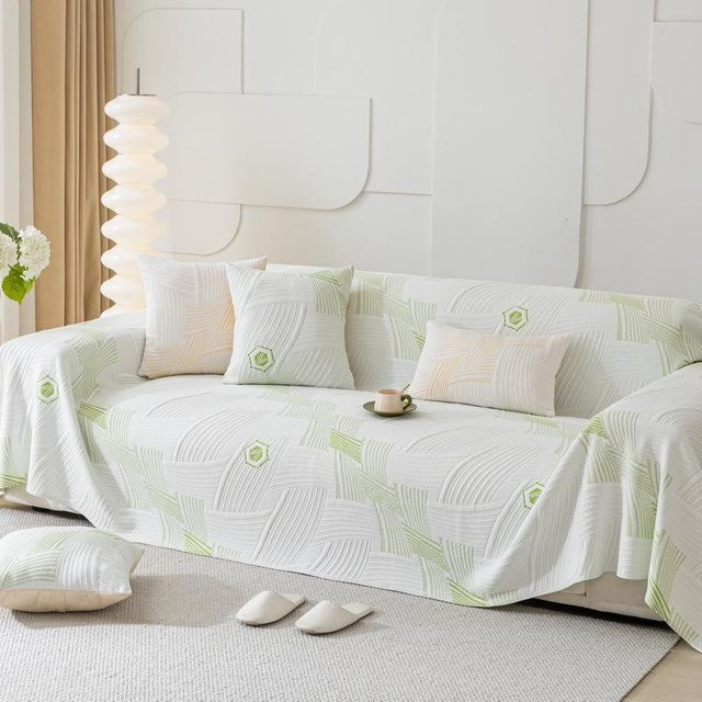 Super Six Chenille Sofadecke in Weiß, universeller Sofabezug für Herbst und Winter, B/B: 180 x 130 cm - Bild 1