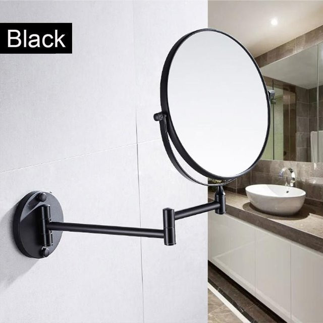 Binchi Outdoor Product Wandmontierter Kosmetikspiegel mit Aluminiumrahmen, Zweiseitig drehbar und faltbar, Schwarz - Bild 1