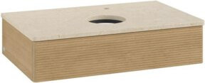 V&B Waschtischunterschrank Antao mit Frontstruktur und Beleuchtung in Eiche Honig, B/T/H: 80 x 50 x 19 cm - Bild 1