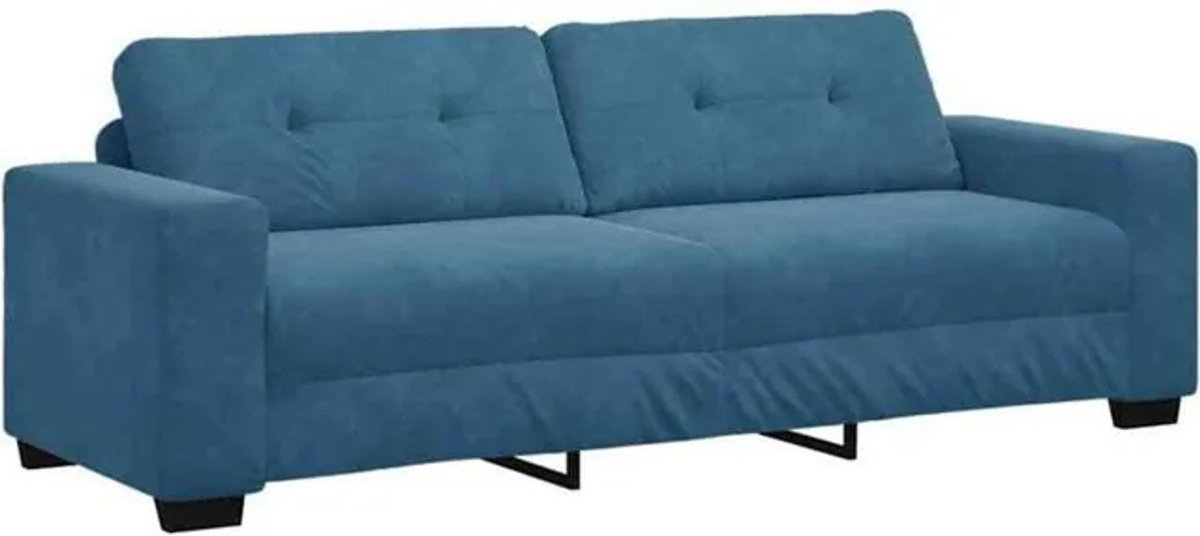 Modernes 3-Sitzer Samtsofa von vidaxl in Blau mit Kissen aus Polyester - Bild 1