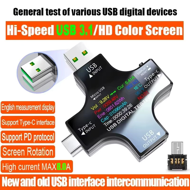 ATORCH USB-C PD Digital Voltmeter und Amperemeter zur Messung von Spannung und Strom in Schwarz (bis 8,0 A) - Bild 6