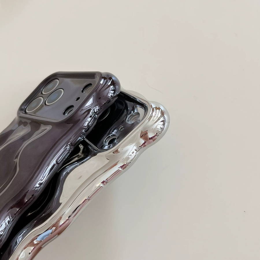 Glitzernde 3D-Meteorit-Wellenbeschichtung Schutzhülle für Apple iPhone in Blau mit Kameraschutz - Bild 2