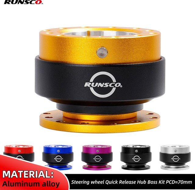 Runsco Racing Style Lenkrad Schnellspanner Nabe Boss Kit mit Radnabenadapter für Drift Lenkrad in Schwarz PCD-70/75 mm - Bild 1