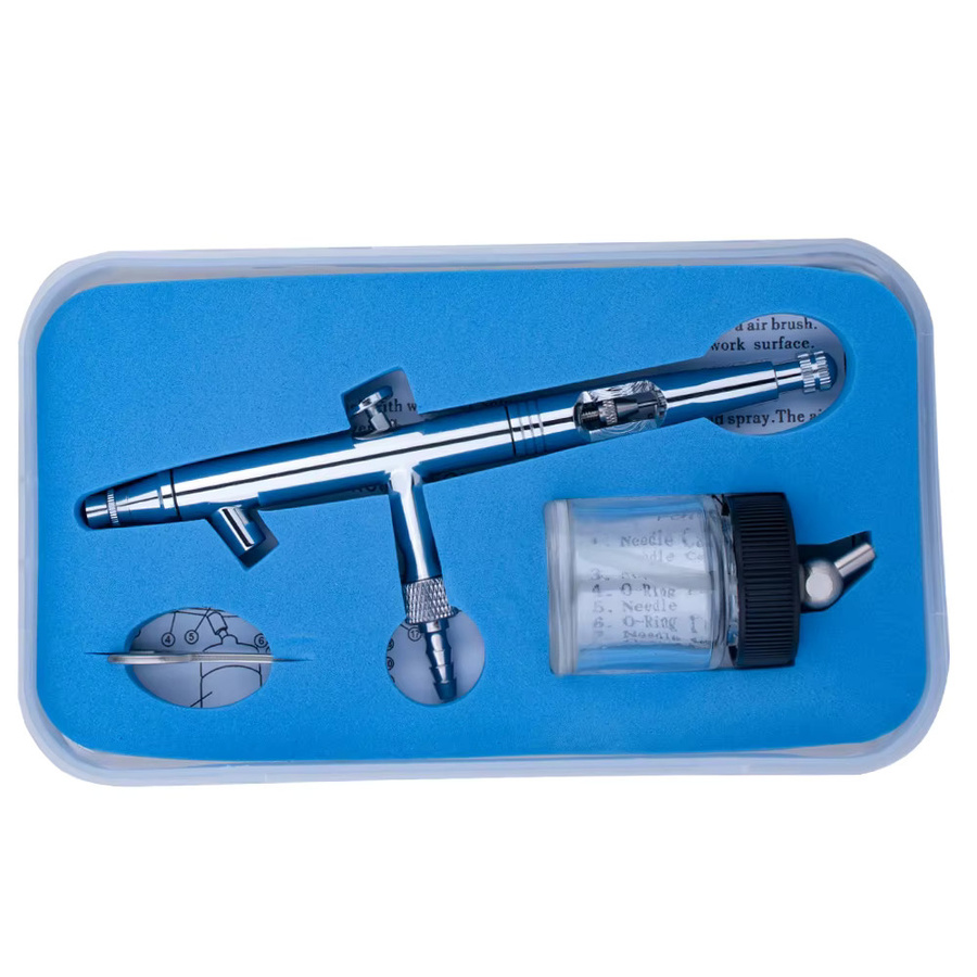 NEOECO Dual-Action-Airbrush-Kit mit 22cc Siphon-Feed und 0,5mm Düse in Silber für Modellbau, Handwerk und Airbrush-Malerei - Bild 2