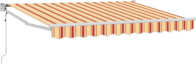 vidaXL Elektrische Ausziehbare Markise in Gelb, Orange und Weiß, B: 350 cm, B/T: 350 x 200 cm - Bild 1