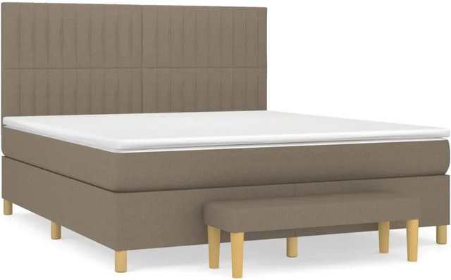 vidaXL Boxspringbett mit Matratze Hybrid-Design in Taupe, B/T/H: 160 x 200 x 128 cm - Bild 1