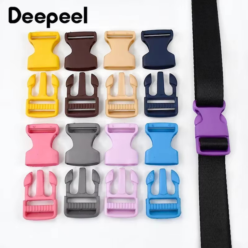 Deepeel 10er Set Kunststoff Schnallen für Rucksäcke und Gürtel, Breite: 1,5-3,0 cm, Farben: Beige und Mehrfarbig - Bild 4