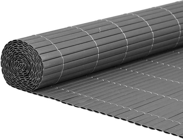 vidaXL Gartenzaun doppelseitig in Grau aus PVC, Höhe: 180 cm, Länge: 5 m - Bild 1
