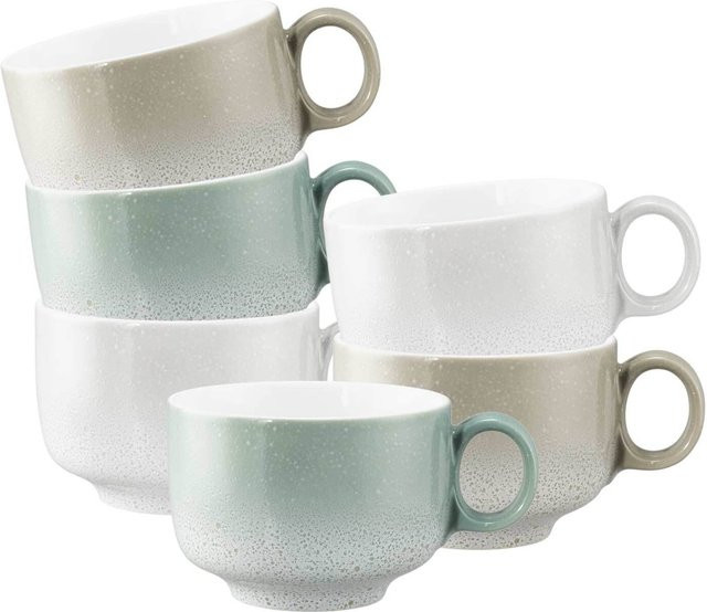 Seltmann Weiden Milchkaffeetassen Sento Home mit Henkel, Weiß, 6er Set, 350 ml pro Tasse - Bild 1