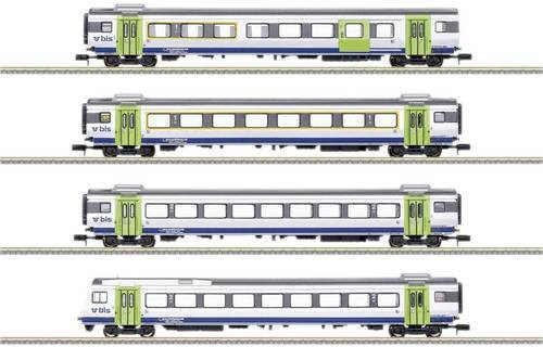 MiniTrix GoldenPassLine der BLS Personenwagen, 4er-Set, Spur N - Bild 1