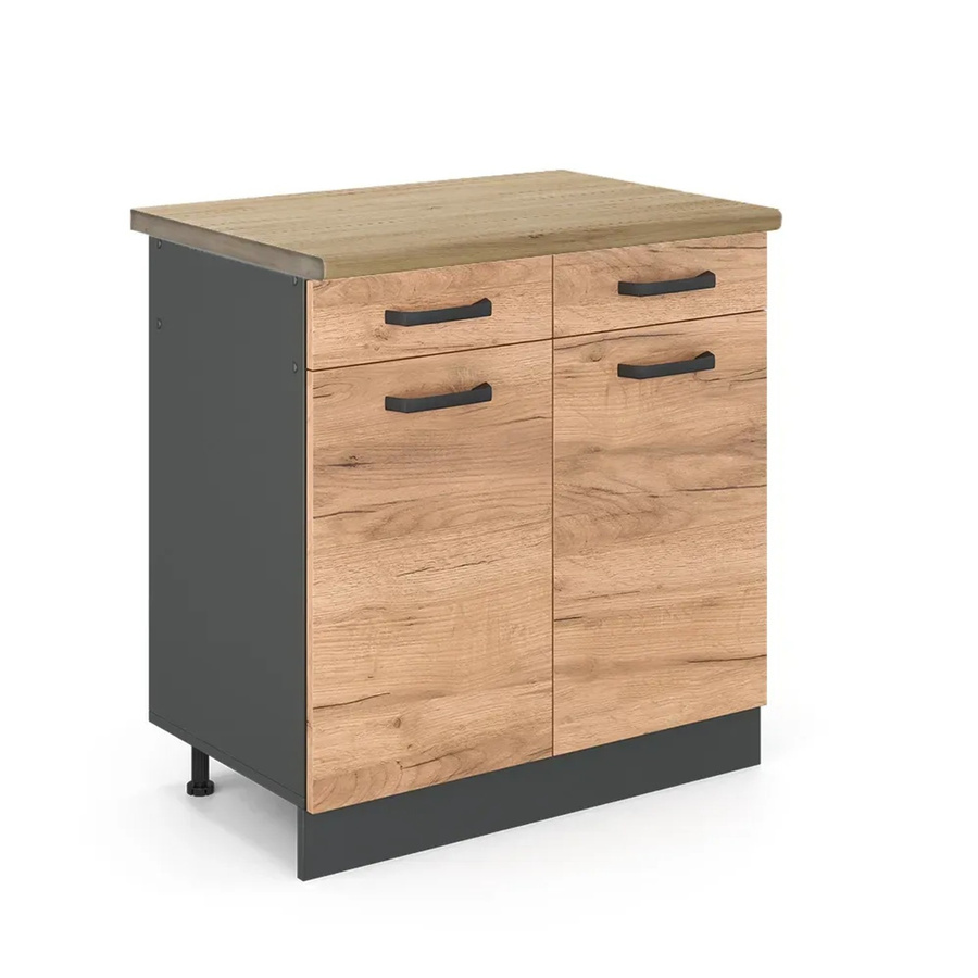 Vicco Küchenunterschrank R-Line Goldkraft Eiche und Anthrazit, B/T/H: 80 x 60 x 81,6 cm - Bild 2