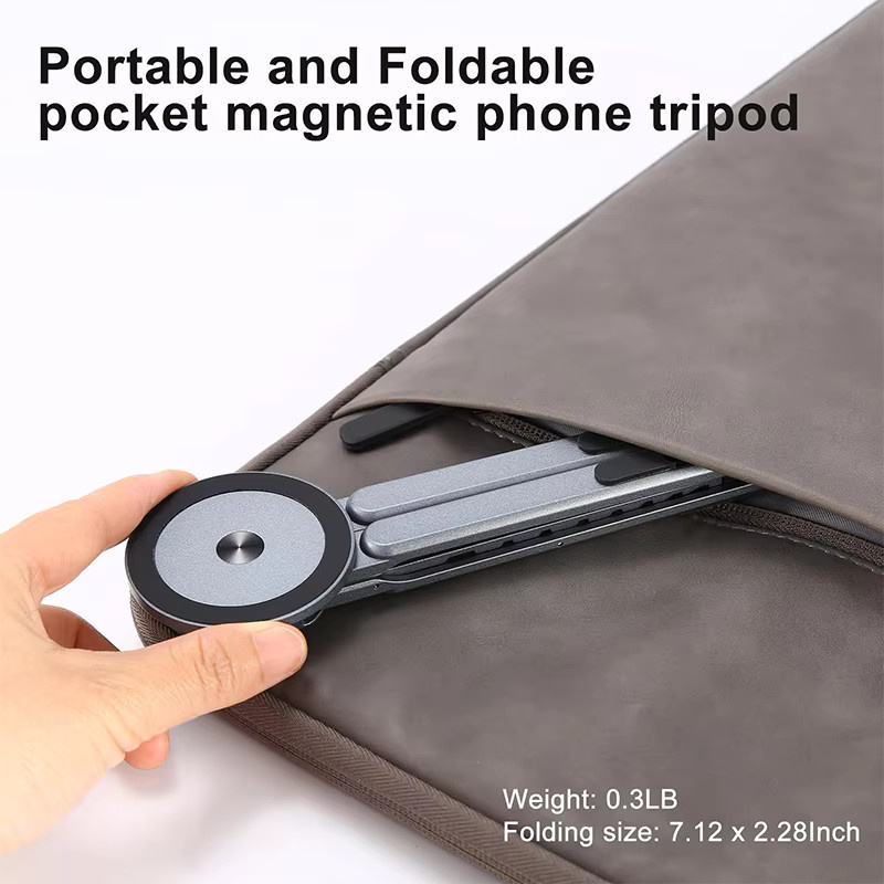 Magnetischer 3-in-1 Faltbarer Handyständer und Laptop-Ständer aus Aluminium-Legierung, 8-stufig verstellbar, Farbe: Silber - Bild 5