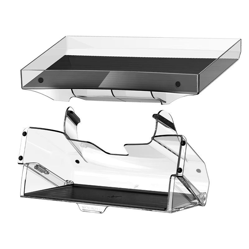 YZ Magnetische Aufbewahrungsbox für Tesla Model 3 & Model Y Highland, Verstecktes Tablett unter dem Bildschirm, Farbe: Braun/Transparent - Bild 1