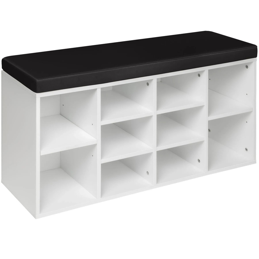 tectake Schuhschrank mit Sitzpolster für 10 Paar Schuhe, Schwarz-Weiß, B/H/T: 103,5 x 30 x 48 cm - Bild 2