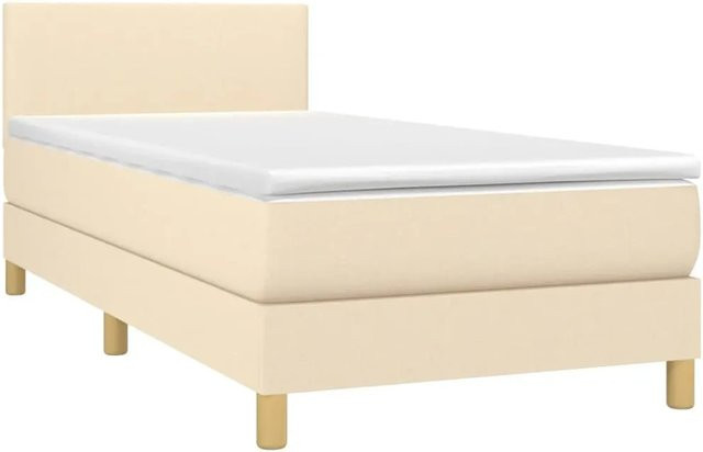 vidaXL Boxspringbett mit Matratze in Beige, Hybrid-Bett mit LED-Unterbettbeleuchtung und USB-Ladeanschluss, B/T: 90 x 190 cm - Bild 1