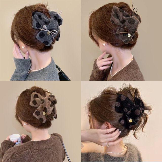 Haar Clip, Plüsch Polka Dot Dreieck, Damen - Bild 1