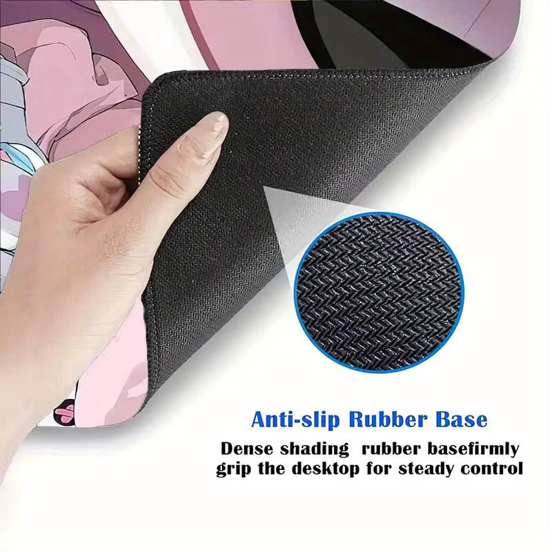 ACMALCO Mauspad Anime Mädchen Mauspad in Rosa, rutschfeste und waschbare Gaming-Schreibtischunterlage für Laptop und PC - Bild 4