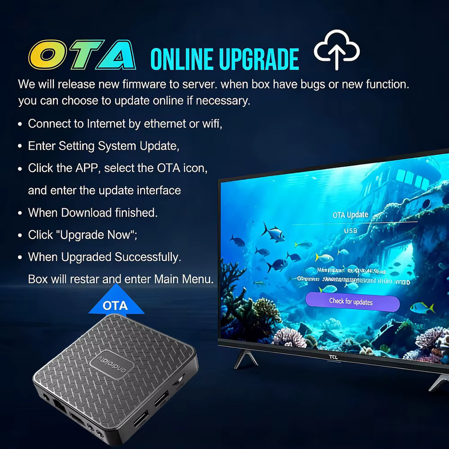 T8S Smart TV Box Android 16 Media Streamer mit 8K Auflösung, 5G Dual WLAN, Google Voice und Netflix Unterstützung, Schwarz - Bild 4