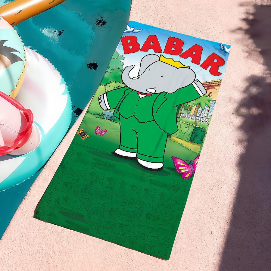 Creative Man Sanddichtes Strandtuch mit Babar Elefant Motiv, schnelltrocknend und leicht, Breite: 30 cm, Höhe: 60 cm - Bild 2